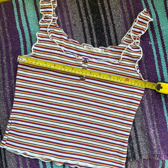 NWOT π Rainbow Striped Ribbed Crop Top - Picture 2 of 6